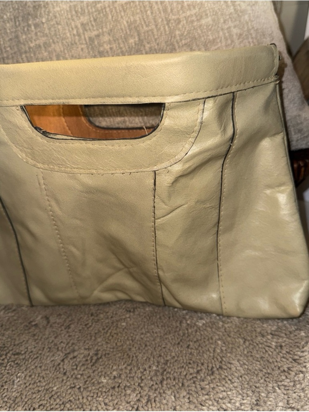 Minimalist Leather Handheld Clutch in Light Olive